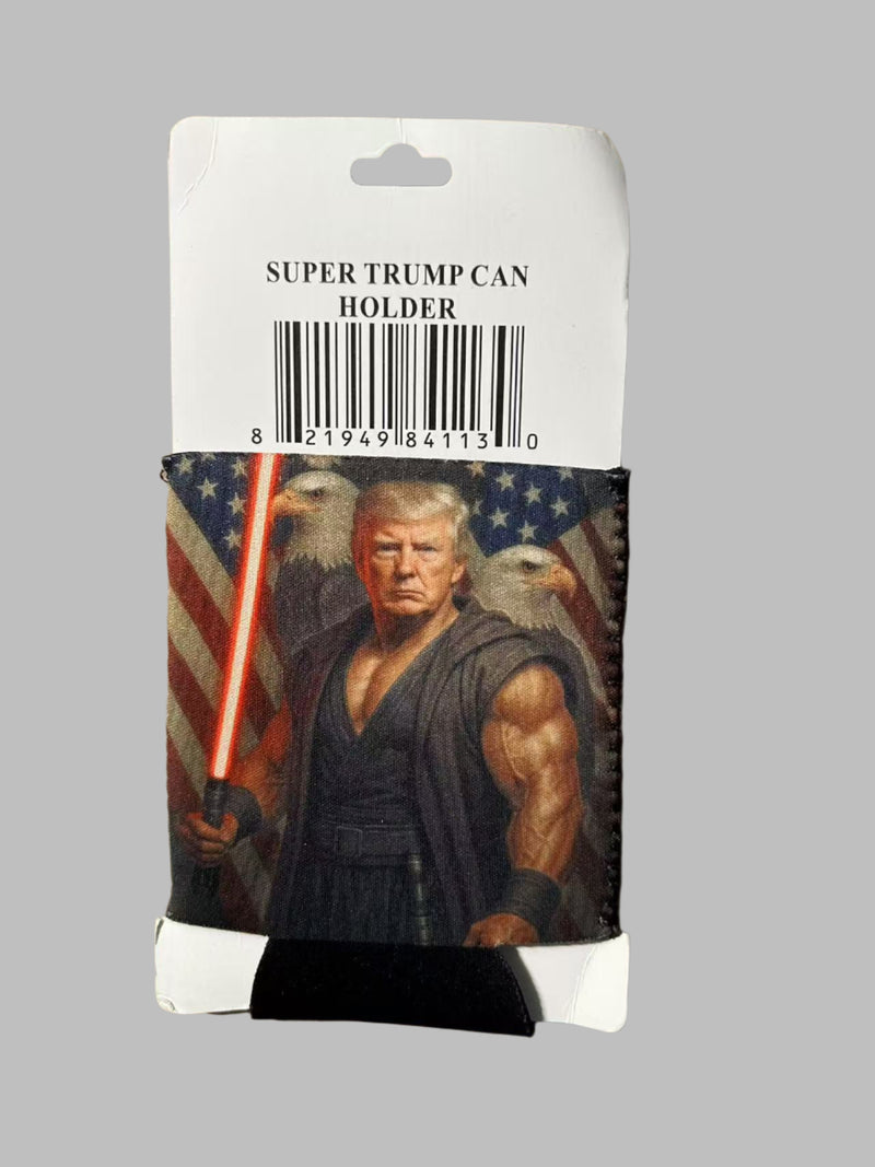 Super Trump Jacket Can Holder Drink Koozie USA American President MAGA Nation