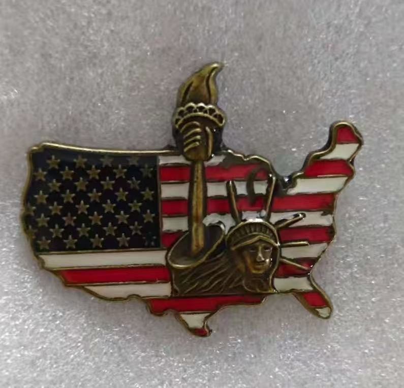 USA Map Statue of Liberty Lapel Pin America