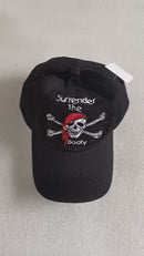 Surrender The Booty Skull Black Embroidered Cap