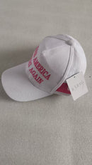 Make America Great Again White & Pink Embroidered Cap