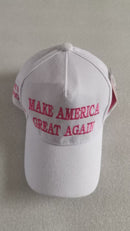 Make America Great Again White & Pink Embroidered Cap