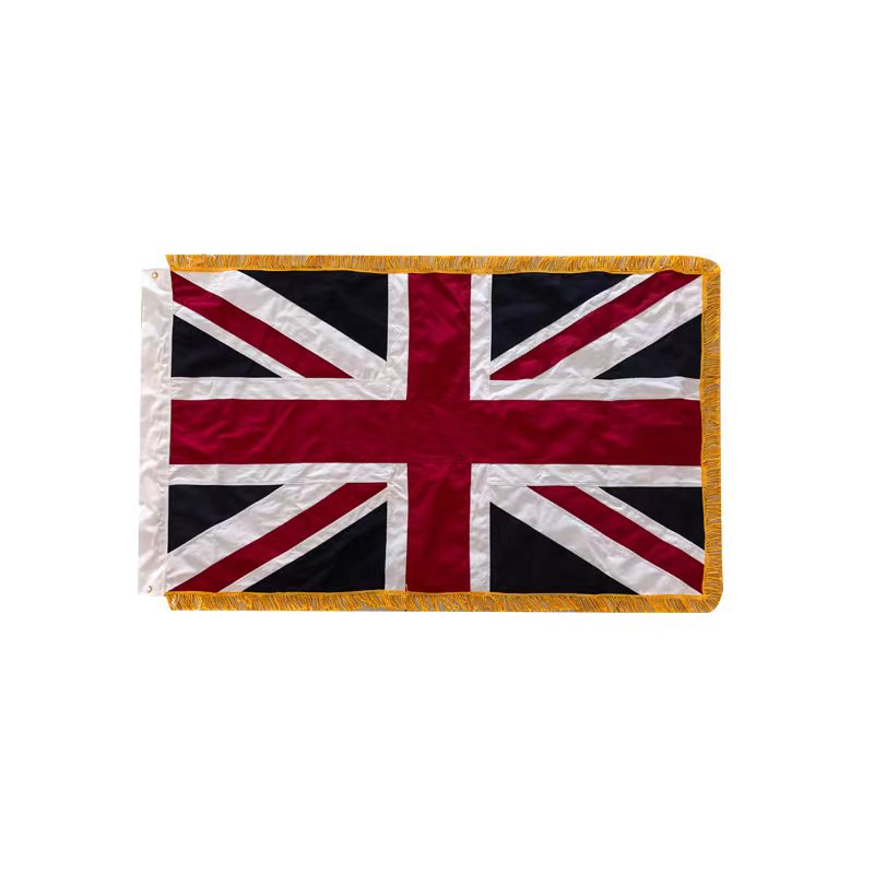 United Kingdom UK Indoor Cotton Flag Gold Fringe 3x5 Feet
