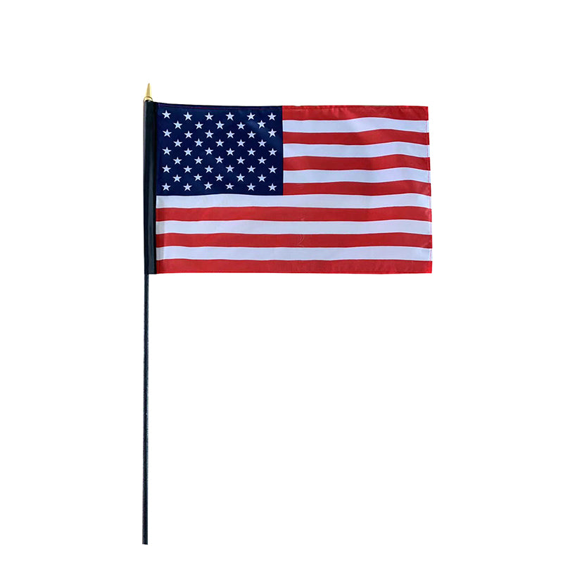 American Flags 8"×12" USA Stick Flags for Cemeteries Black Wood Staff Display Boxed 288 Case