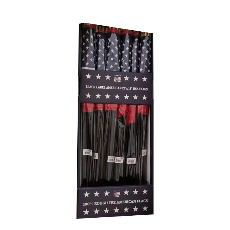 American Flags 8"×12" USA Stick Flags for Cemeteries Black Wood Staff Display Boxed 288 Case