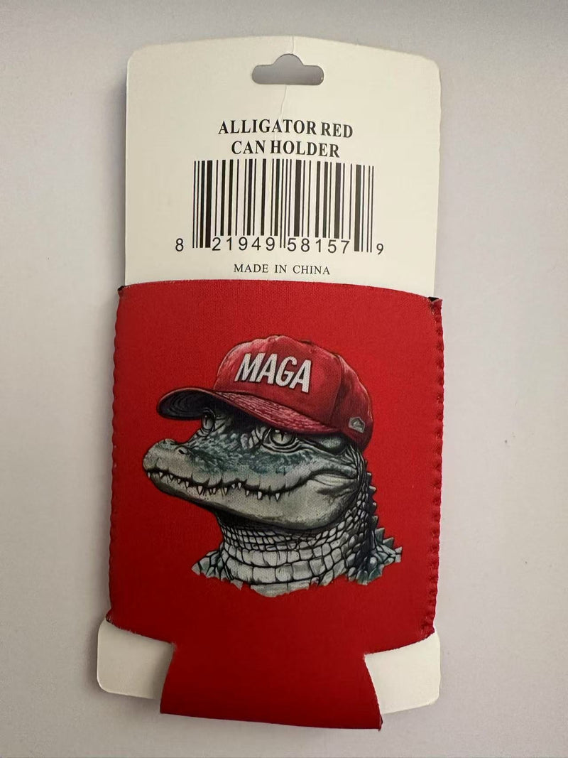 Alligator MAGA Cap Jacket Can Holder Drink Koozie