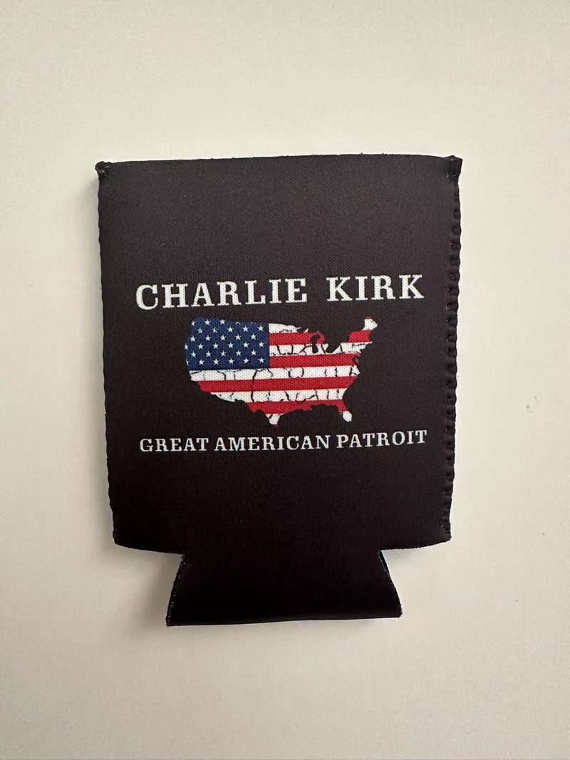 Justice Great American Patriot Double Sided Charlie Kirk USA Can Koozies Holders Ships Oct 7 12 Packs