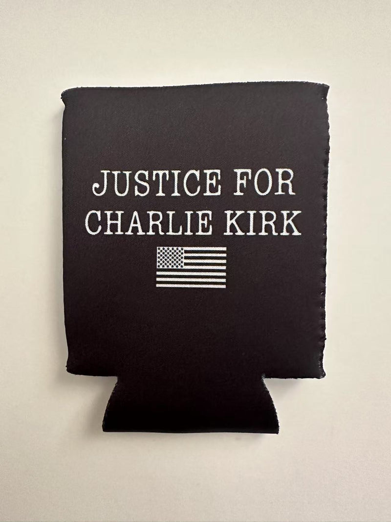 Justice Great American Patriot Double Sided Charlie Kirk USA Can Koozies Holders Ships Oct 7 12 Packs