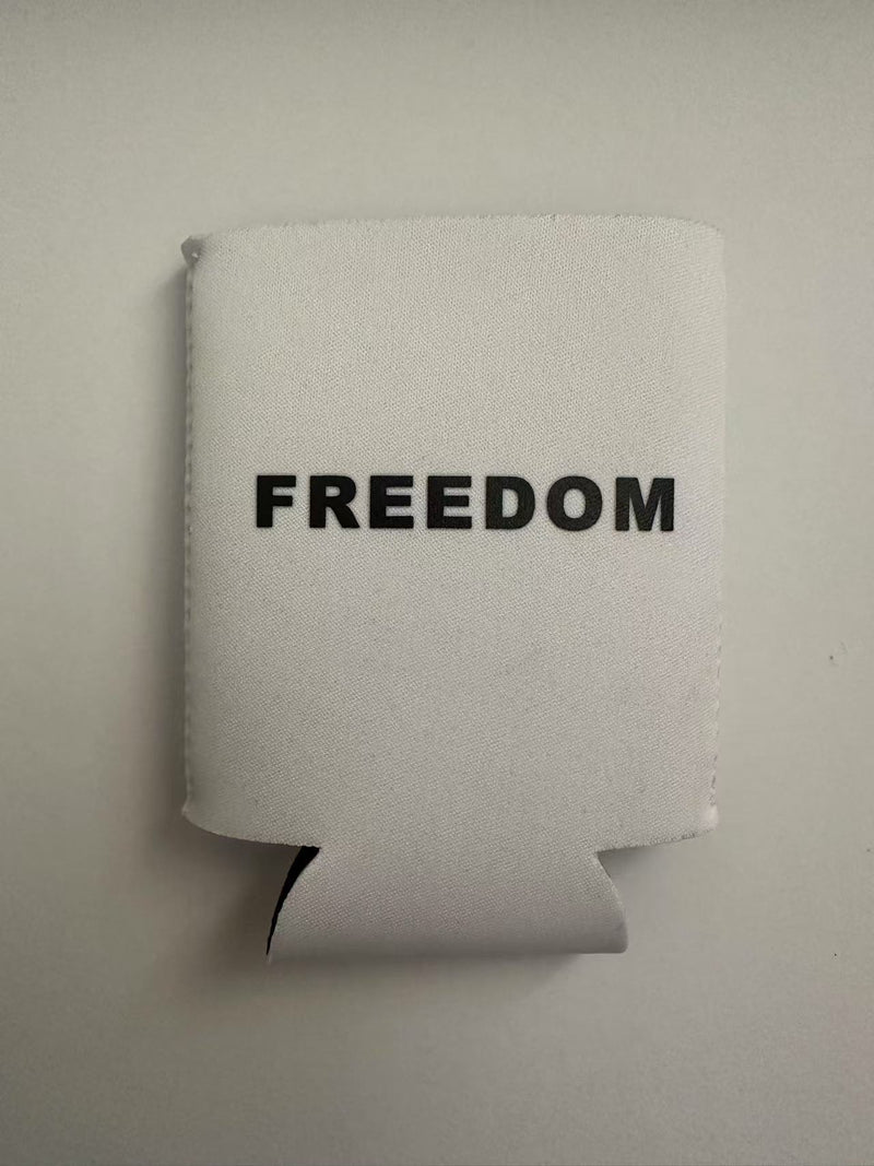 Freedom Charlie Kirk White Can Koozies Holders Ships Oct 7 12 Packs