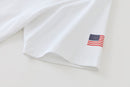 Freedom Short Sleeve White T Shirts Charlie Kirk USA Flag American Sleeve