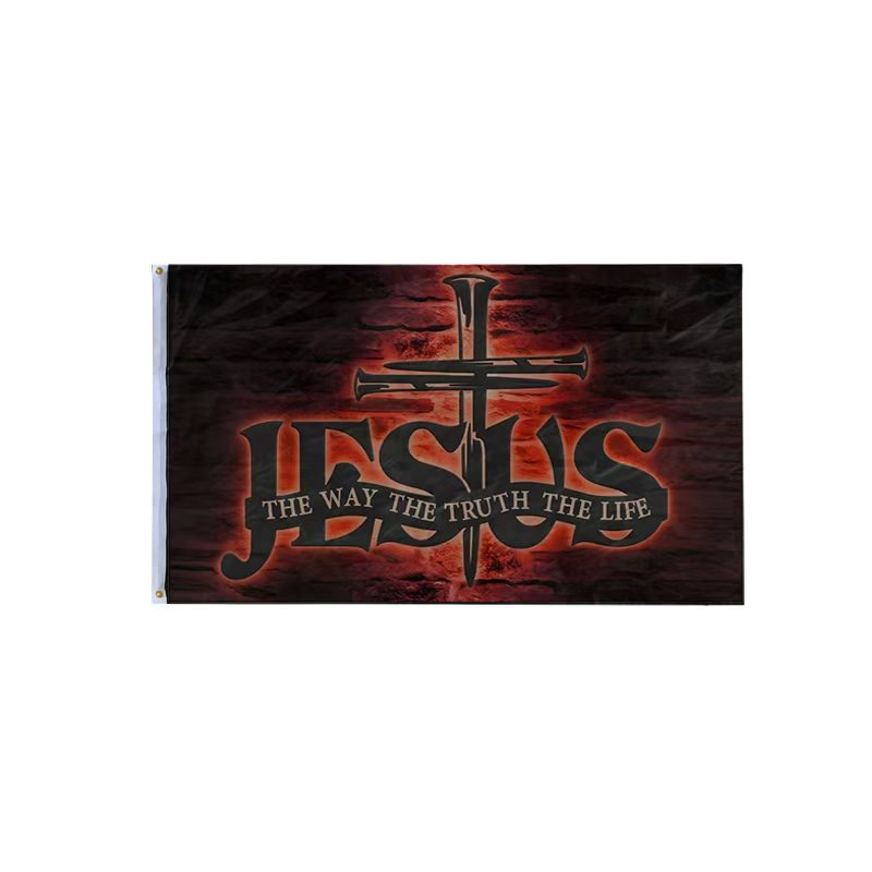 Jesus The Way Truth Life Light Cross Black Christian Cross American Nation 3x5 Feet Flags 68D