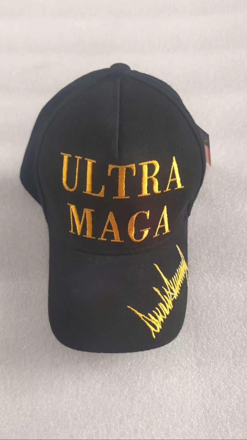 Ultra Maga Signature Caps Black & Gold Donald J Trump