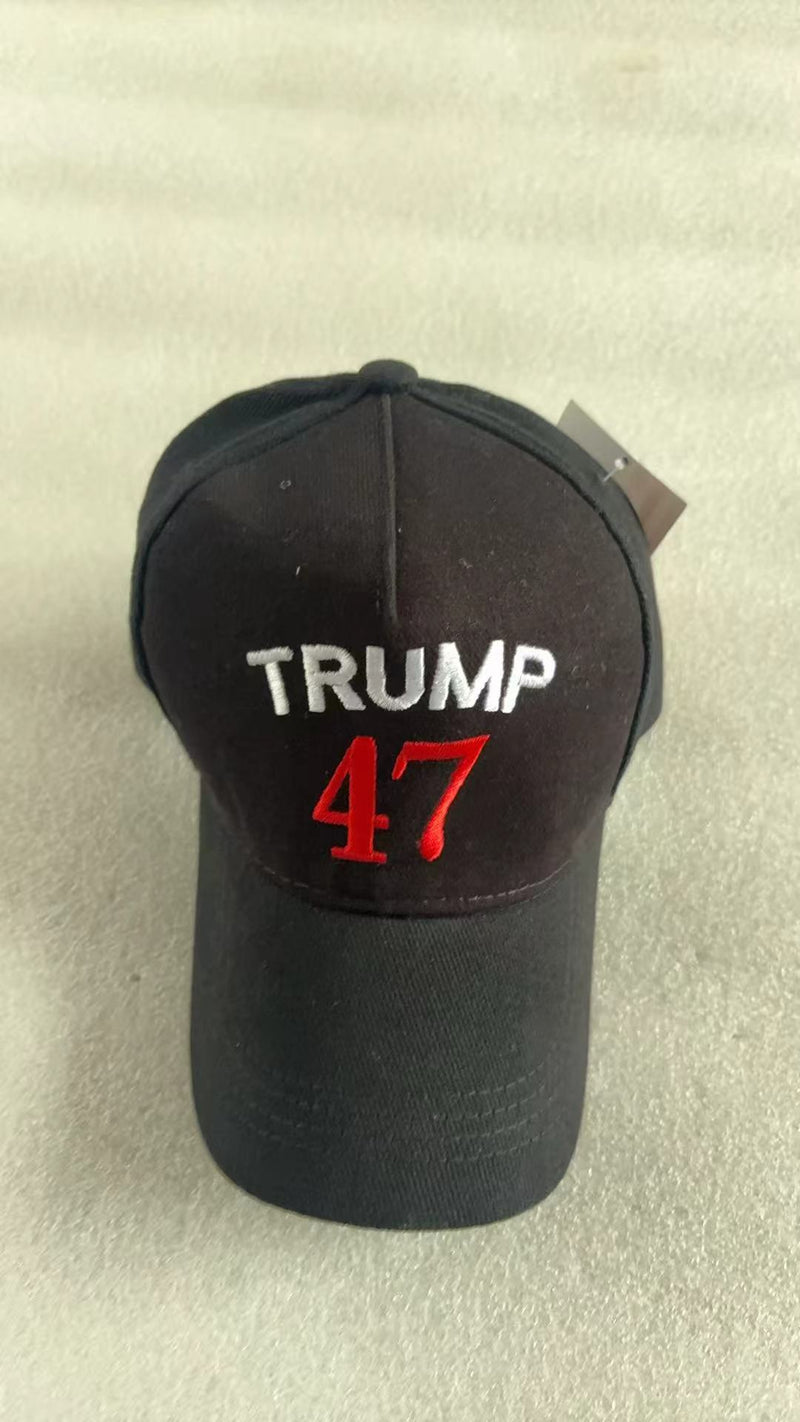 Trump 47 Black Embroidered Caps 47th President