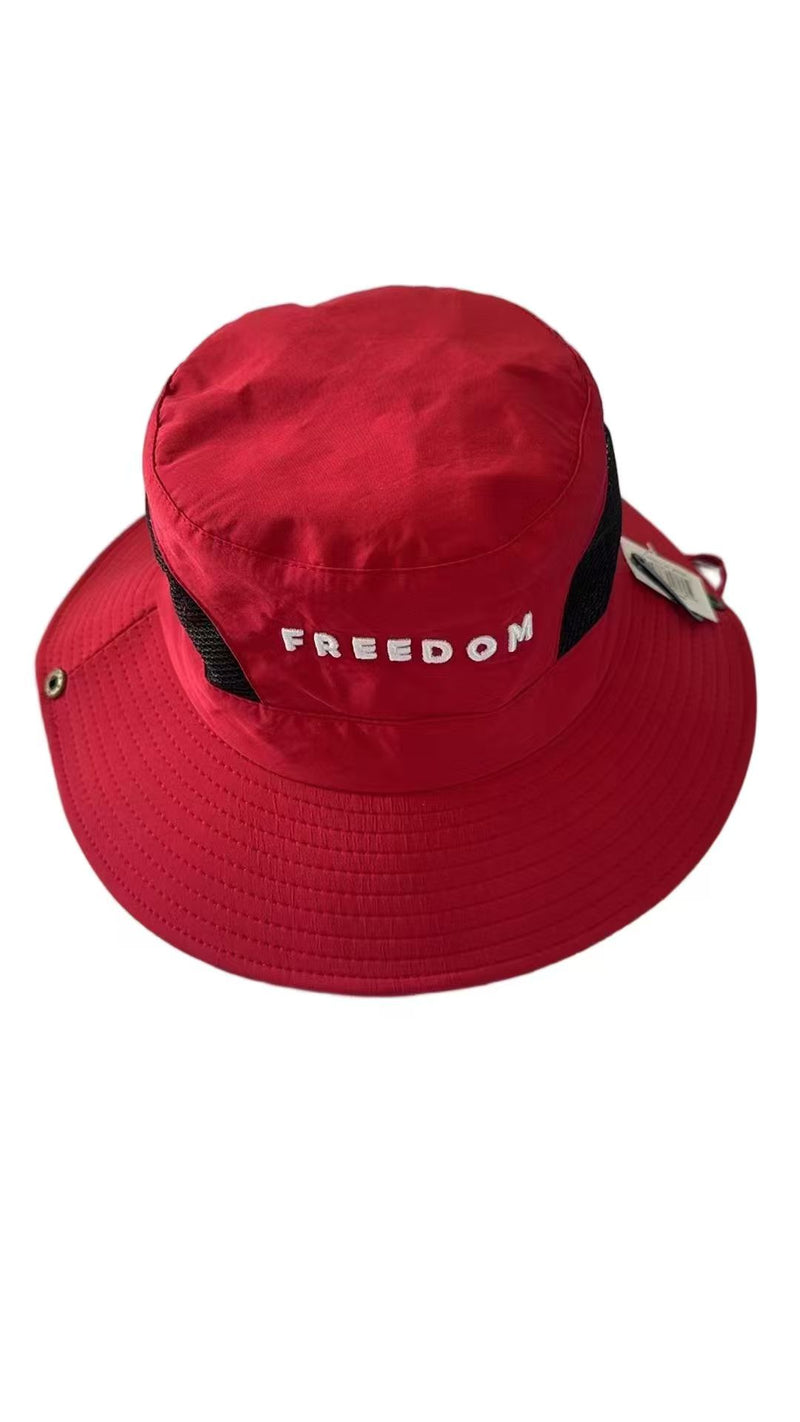 American Flag Red Freedom USA Safari Travel Golf Hat Embroidered