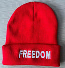 Freedom Hats Embroidered Red Winter Knit Caps