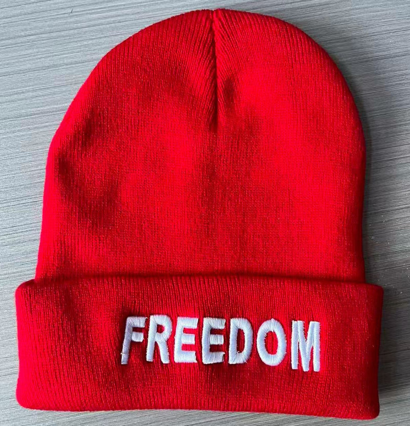 Freedom Hats Embroidered Red Winter Knit Caps