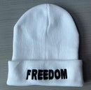 Freedom Hats Embroidered White Winter Knit Caps