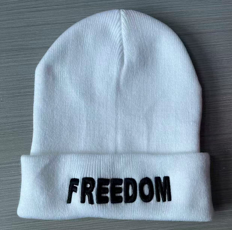 Freedom Hats Embroidered White Winter Knit Caps