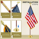 American Flagpole Indoor Display Kits USA Golden Complete Premium Choice