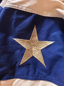 American Cotton Vintage Light Tea Stained Premium Embroidery USA Fan Bunting Flags 3x6 Feet Real Brass Grommets