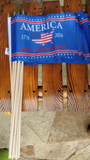 American Map USA 250 1776 2026 250th Stick Desk Quality Flags 8x12 Inches Wood Staffs