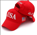 USA Red Cotton 45 47 American U.S.A. Flag Caps 12 Pack