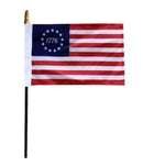 Betsy Ross 1776 4x6 Inch Stick Flags Colonial America Founders Limited Edition Black Painted Wood Staff