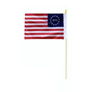 Betsy Ross 1776 4x6 Inch Stick Flags Colonial America Founders Limited Edition Plain Wood Staff