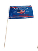 USA 250th Anniversary Commemorative Stick Flags 12x18" | 30" Wood Staff Gold Spear | 1776–2026