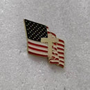 Waving American Flag with Gold Cross Lapel Pin | Hard Enamel | Faith & Patriotism