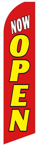 Now Open Red 11.5'x2.5' Swooper Flag Rough Tex® Knit Feather