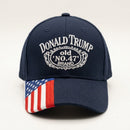 Donald Trump 47th President Old 47 Brand Embroidered Hat | Navy Blue USA Flag Bill