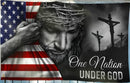 One Nation USA Under God American Reveal 4'x6' Flag Rough Tex® 100D Jesus Christian Cross