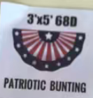 Patriotic American Flag Fan Bunting 3x5 Printed USA 3 Grommets