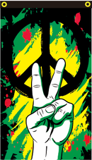 Peace Graffiti Green 3'X5' Flag Rough Tex® 100D With Sleeve and Grommets