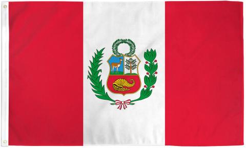 Peru with Crest 3'X5' Embroidered Flag ROUGH TEX® 300D Nylon