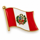 Peru Waving Flag with Coat of Arms Enamel Lapel Pin