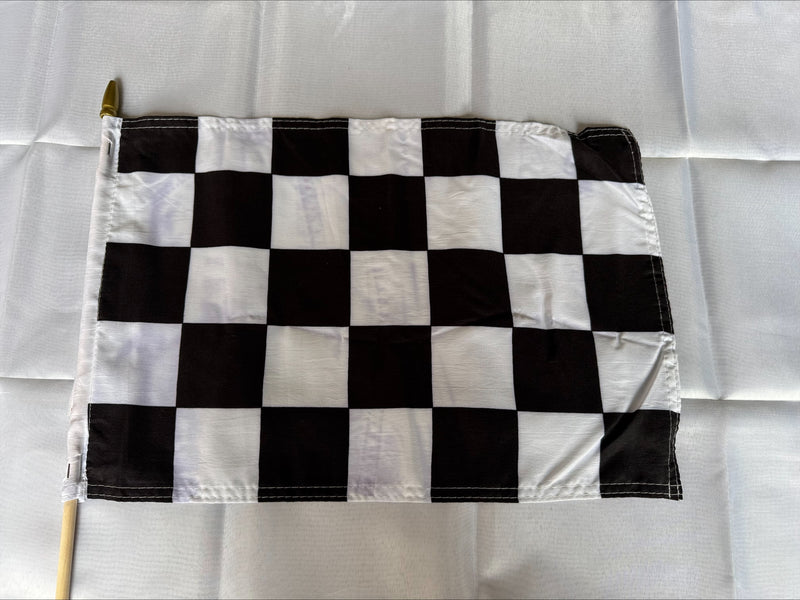 Checker Race Stick Flags 12"x18" on Wooden Staff End of Race