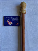5' Foot Wooden Flag Pole with Brass Screw Joint & Ball Top All Natural Wood