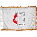 United Methodist Church 3'X5' Indoor Double Sided Flag ROUGH TEX® 100D With Sleeve & Gold Fringe