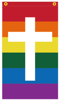 Rainbow Cross 3'X5' Flag Rough Tex® 100D With Sleeve and Grommets