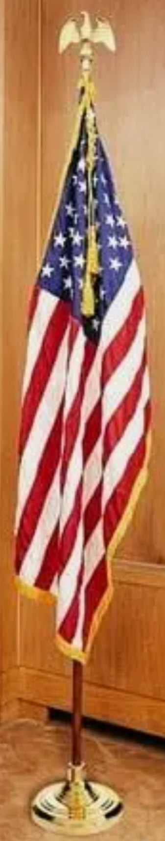 Oak Flagpole 8' With Military Spear Wooden Indoor Poles