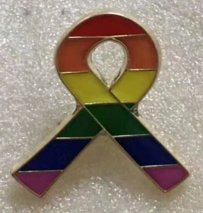 Rainbow Ribbon Lapel Pin