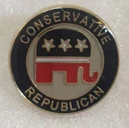 Conservative Republican Round Lapel Pin GOP