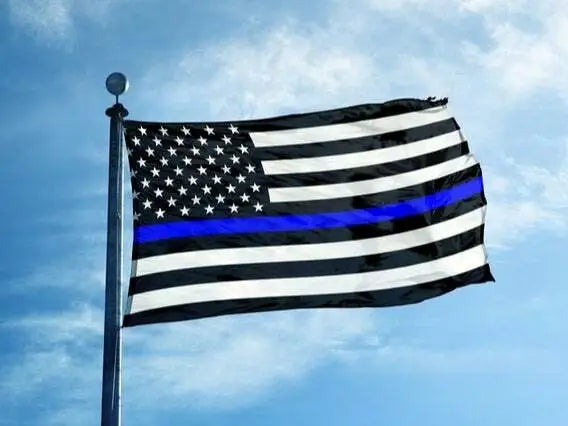 5'x9.5' Cotton US POLICE MEMORIAL FLAG Thin Blue Line