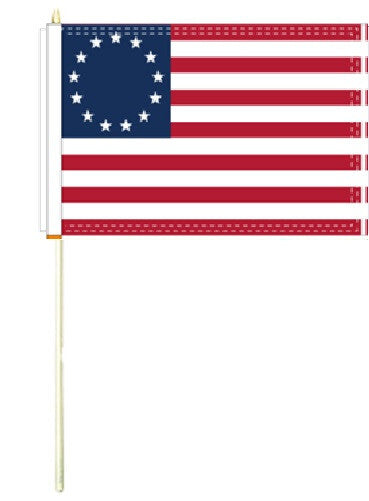 Betsy Ross American Stick Flags 30" Wooden Staffs Quality 12x18 Inches