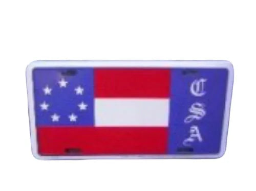 Stars & Bars 1st National CSA License Plate Aluminum Embossed 7 Stars Flag Tag