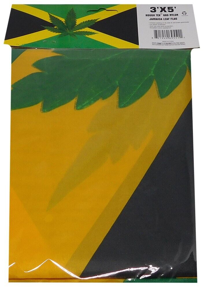 Jamaica Cannabis Leaf 3'x5' Flag ROUGH TEX® 68D Nylon Rasta Weed Marijuana