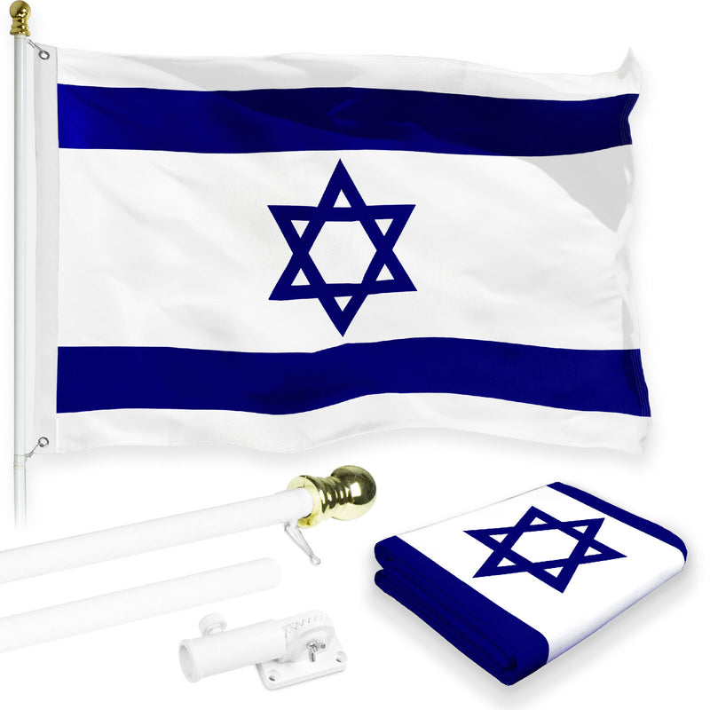 Israel Flagpole Kit 6' Flag Pole & 3x5ft Israeli Flag Nylon Printed Traditional American Style