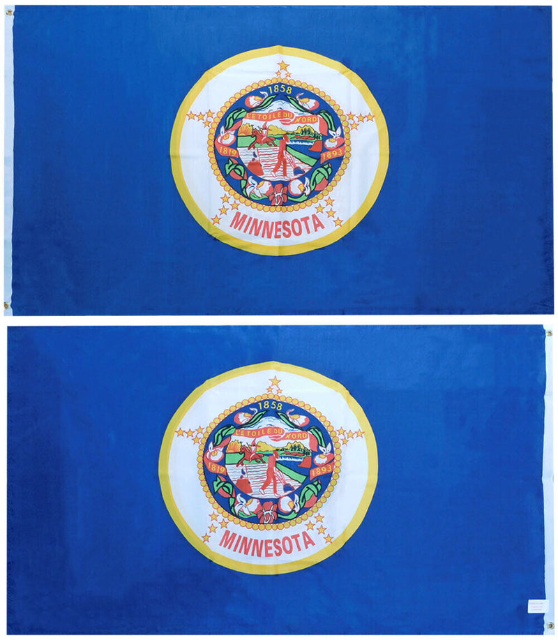 Minnesota 3'X5' Double Sided Flag ROUGH TEX® 100D Official US Government Specification MN State Flag