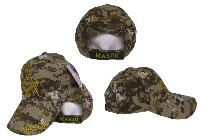 Masonic Marpat Digital Camo Cap Mason Military MASONIC CAP-CAMO DIGITAL CAMO(MARPAT) BLACK&GOLD EMBLEM (PLAIN BILL AND BACK)